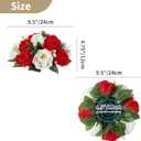 NUPTIO Flower Centerpieces for Wedding Tables: Red & White Artificial Flower Ball Arrangement for Christmas Thanksgiving Party - 2 Pcs Fake Floral Rose for Bridal Shower Decor