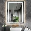 LED Bathroom Mirror with Backlit & Front Light, 40"x32" Anti-Fog, Memory Function, Dimmable Color & Brightness,CRI90+, IP54 Waterproof, Horizontal/Vertical, Wall Mounted