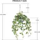 Artificial Plant Hanging Basket with Detachable Leaves Realistic Fake Plants for Home Porch Balcony Decor No Maintenance Fake Plants,1 Pack (Light Green)