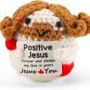 Positive Crochet Dolls Cute Jesus Decor Gift for Women Graduation Gift Handmade Emotional Inspirational Decoration