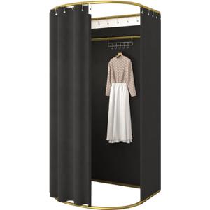 Clothing Store Fitting Room with Shading Curtain, Portable Temporary Mobile Privacy Protection Dressing Room, Foldable Mall Simple Changing Room and Temporary Mobile Room, 200x100x95cm (Black), 78.7x39.8x37.4IN