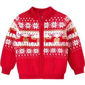 Toddler Boys Christmas Sweater Kids Knitted Cardigan Winter Zipper Outfits Top