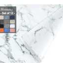 Homaxy Faux Leather Heat Resistant Placemats for Dining Table Set of 12, Waterproof Wipeable Washable PU Table Mats, Easy to Clean Anti-Slip Place Mats, 11.8" x 17", Marble