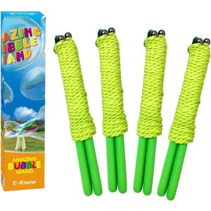 E-KNOW Bubble Wand, Pack of 4 Giant Bubble Wand Outdoor Toy for Kids, Recyclable Stainless Steel, Telescopic Design Bubble Party Favors, Works Best with Bubbleventi Bubble Mix