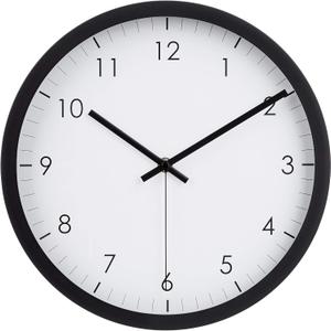Amazon Basics Classic 12", Easy to Read, Silent Non Ticking, Battery Operated, Round Wall Clock, Black