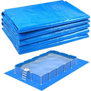 YEXEXINM Rectangular Frame Pool Ground Cloths,14.6x8.3Ft Swimming Pool Waterproof PE Swimming Pool Liner Pad for Protect Above Ground Pool Blanket for Frame Pools Accessories Prevents Punctures