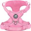 PoyPet No Pull Dog Harness, No Choke Reflective Dog Vest, Adjustable Pet Harnesses with Easy Control Padded Handle for Dogs(Light Pink Matching Trim,S)