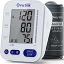 Ovutek Blood Pressure Monitors for Home Use, Automatic Digital Blood Pressure Cuff with Large Cuff for Upper Arm, 2 Users x 120 Sets Memory, Manual Arm Blood Pressure Machine with Power Adapte (White)