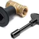 Skyflame 1/2 Inch Straight Gas Key Valve Kit for Fire Pit Fireplace with Flange and 3 Inches Key, Flat Black