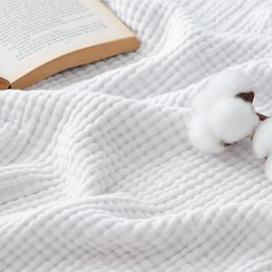 Bedsure 100% Cotton Muslin Throw Blanket Large 50x70 Inches - 4-Layer Breathable and Lightweight Thin Soft Summer Gauze Muslin Blankets for Adults, PureWoven Boho Cotton Throw for Couch, White, Throw XL