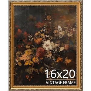 16x20 Picture Frame, Vintage Bronze Gold Picture Frame for Tabletop & Wall Mount, Antique Photo Frame 16 x 20 for Living Room, Bedroom, Office or Gallery Wall, Retro Home Decor Gift - 1 Pack