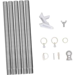 Gold-Plated Flag Head Flagpole Set Rotating Flagpole Stand Outdoor Residential Kit Flag Pole Swivel Rings Random Color (Silver)