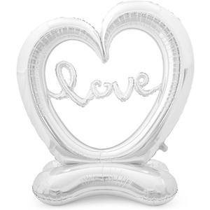 Valentines Day Balloons, Valentines Day Decorations Decor for Party, Galentines Day Decorations, 1Pcs Large 58Inch x 30 Inch Silver Heart Love Standing Balloons