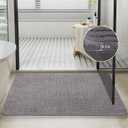 Bath Mats 36x24 Non-Slip Absorbent Bathroom Rug, Quick Dry Machine Washable Shower Tub Mat with Rubber Backing, Soft Floor Carpet for Bathroom Decor Waffle Grey