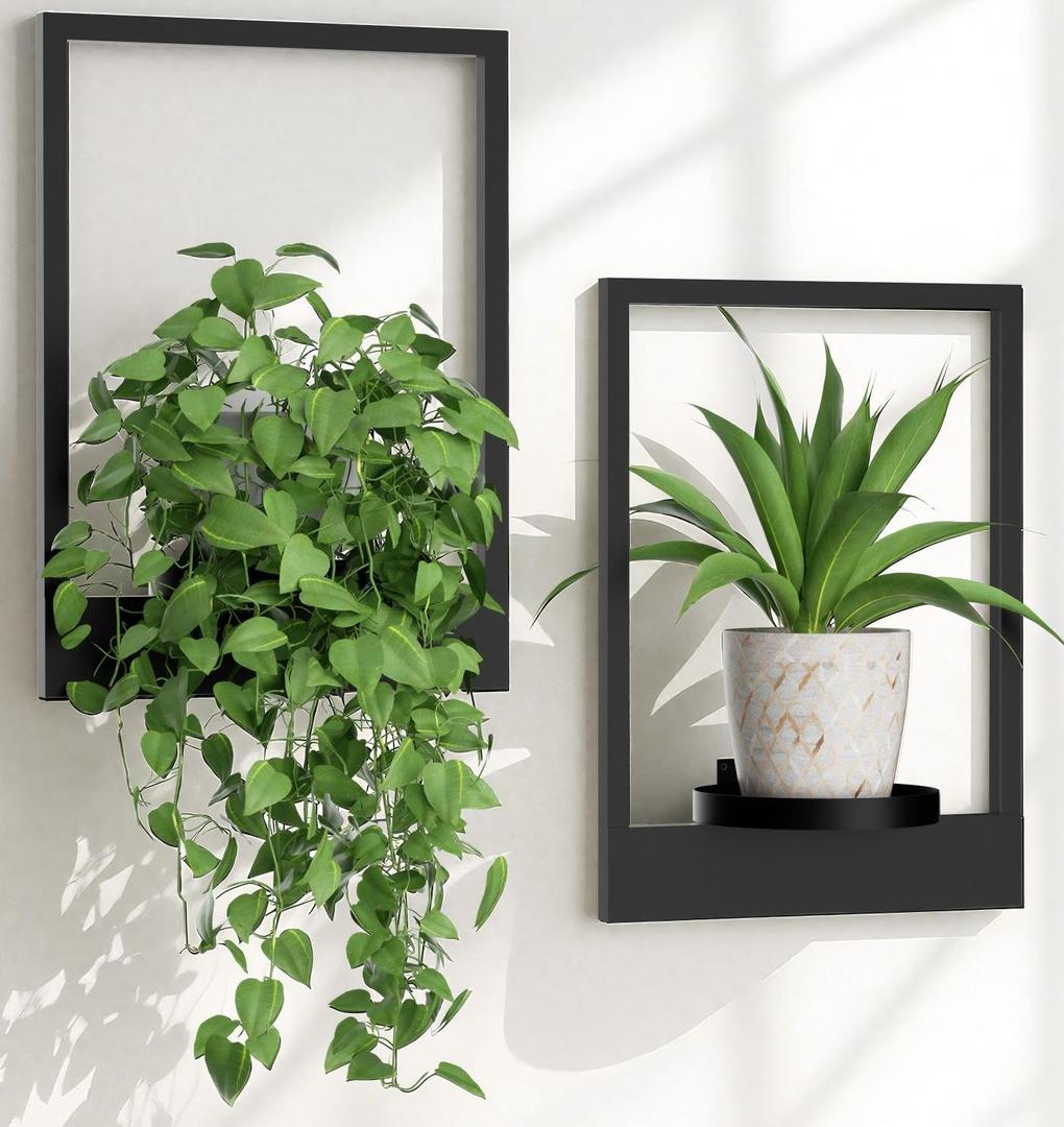 Wall Planters for Indoor Plants Wall Plant Holder Frame Plant Wall Hanger Window Plant Hanger for Livingroom Entryway Wall Decor (2 Psc)