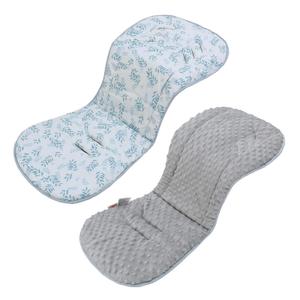 Baby Stroller Cushion,Soft Minky Dotted and Printed Stroller Seat Liner-Reversible Universal Breathable and Soft Newborn Stroller Pad, Cotton Infant Car Seat Insert-82x37cm,1 Pack(Blue Leaves)