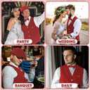 PARTTELY 1920s Mens Costume,Roaring 20s Costumes for Men,1920S Mens Outfit Accessories with Vest Hat Pocket Watch Tie Armband (Red, L)