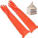 3 Pairs Household Extra Long Kitchen Gloves for Washing Dishes20.05inches Rubber Cleaning GlovesReusable Latex Living Wash GlovesLong Sleeves(Medium, Red)