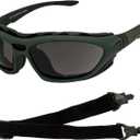 SOL PRO Anti-Fog Safety Motorcycle Riding Sunglasses Foam padded Goggle, Dustproof, Windproof, Hunting, Hiking, Golfing (Green - Smoke)