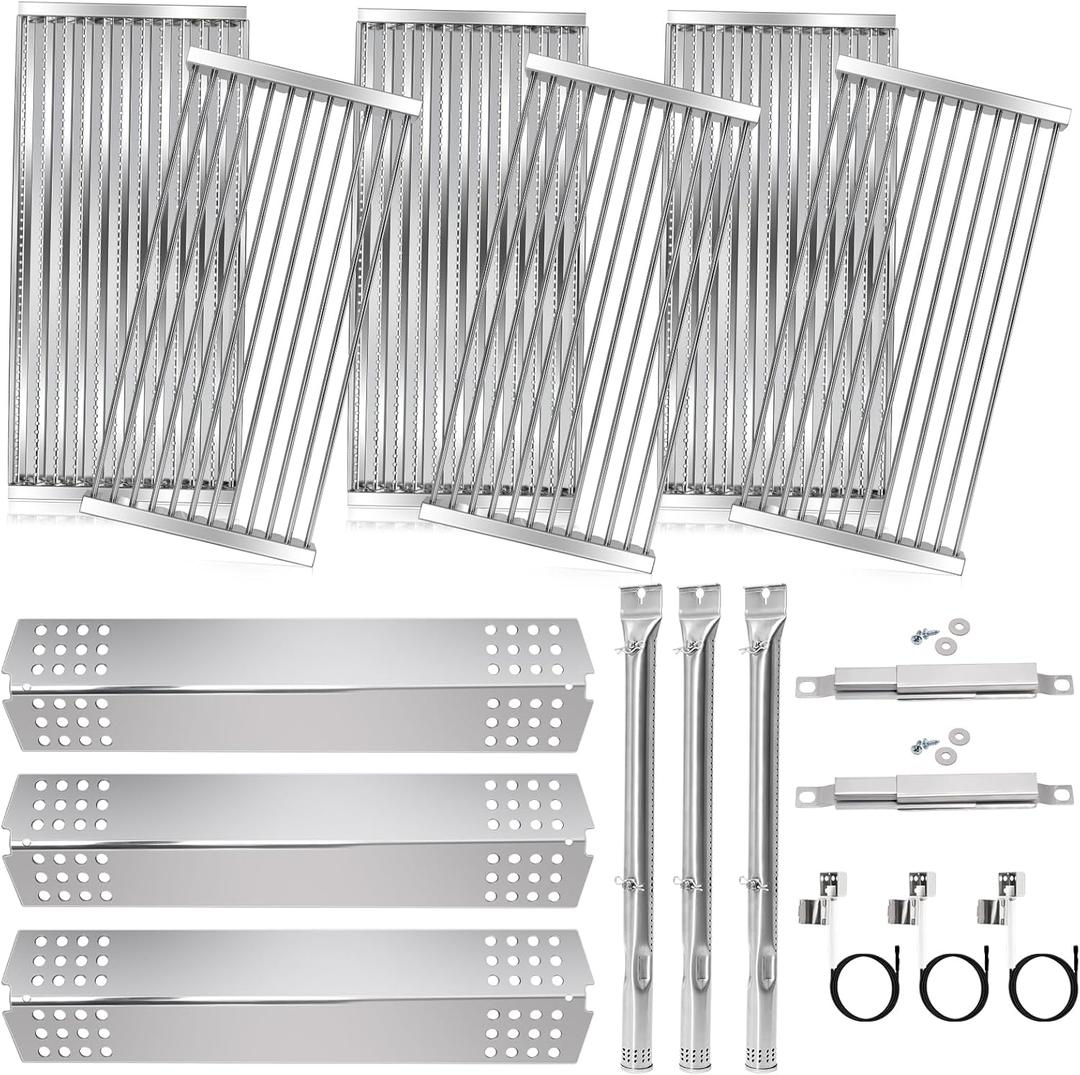 Hiorucet Grill Grates Kits for Charbroil Commercial 463241313, 463241314, 463241013, Emitter Plates, Heat Shield, Burner, Ignitor for Charbroil Commercial Tru Infrared Grill Replacement Parts 3 Burner