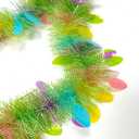 Easter Tinsel Garland, 33 Ft Easter Egg Tinsel Twist Hanging Decorations, Multicolor Fine Stripes Party Backdrop, Festive Home Indoor Outdoor Holiday Decor Supplies