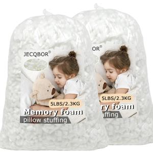Jecqbor 10lbs Pillow Stuffing for Bed Body Cooling Pillow, Adjustable Cold Shredded Memory Foam Filling with Polyfill Stuffing Refill for Bean Bag Chair Filler, Stuffed Animal, Couch, Art Crafts (White)