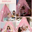 Heypappy Teepee Tent for Kids with Inflatable Airbed, String Lights, Balloons, Pump, Washable Slumber Party Tent Indoor Outdoor for Girls Boys, Children Tipi Playhouse for Playtime and Sleepover, 1 Pack
