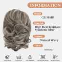 CJL HAIR Claw Clip Short Ponytail Hair Extensions DIY Bendable Metals Messy Bun Hair Piece for Wonen Wavy Curly Synthetic Fake Hairpieces Ash Grey