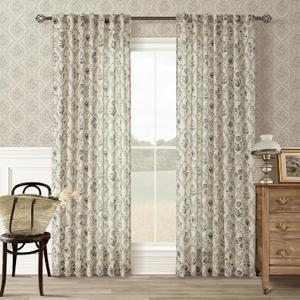 Spring Floral Linen Curtains 84 Inch Length for Living Room Charcoal Green Black Plant Flower Patterned Curtains Printed Vintage Rustic Farmhouse Country Shabby Chic Bedroom Drapes 84 Inches Long (52"W x 84"L (Pack of 2))