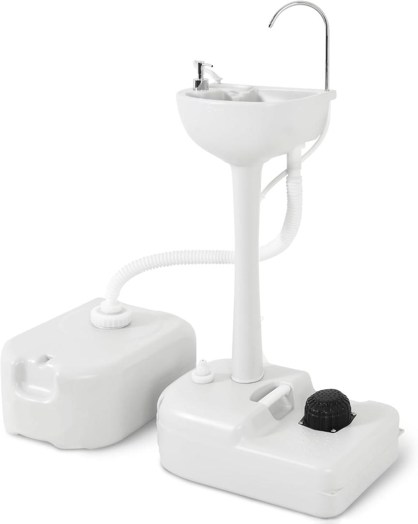 YITAHOME Portable Sink Camping Hand Washing Station, 17 L Wash Basin Stand with 24L Recovery Tank, Rolling Wheels, Soap Dispenser, Towel Holder, for Garden, Outdoor, Travel, Boat, Gather, Worksite