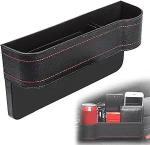 Car Seat Gap Filler Organizer, 2025 PU Leather Multifunctional Car Seat Organizer with Cup Holder, 3 in 1 Car Storage Organizer for Holding Keys, Wallets, Drink and Etc (Passenger seat-Black)