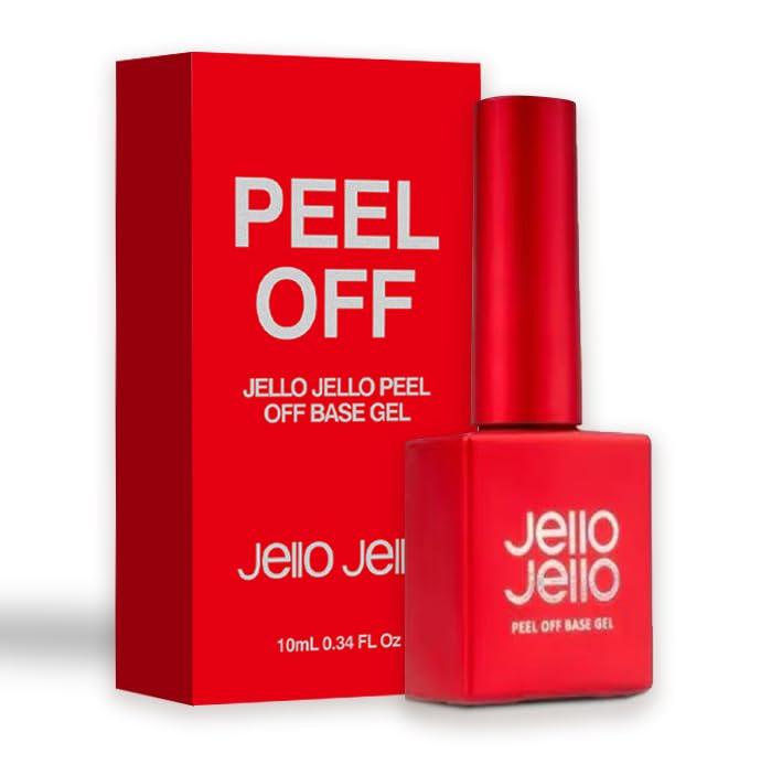Peel Off Base Coat for Gel Nail Polish, 10ml Jello Jello peel-off base gel, UV LED Lamp Nail Polish without Damage, Long Lasting Peelable Base for Beginners Weak Thin Nails