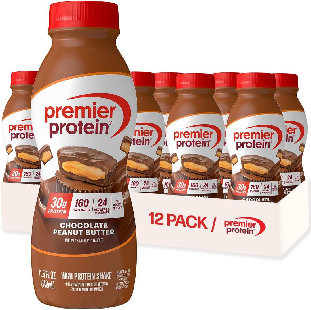 Premier Protein Shake, Chocolate Peanut Butter, 30g Protein, No Added Sugar, 24 Vitamins & Minerals to Support Immune Health, 11.5 fl oz, 12 Pack (Packaging May Vary) BB Date 04 Oct 2025