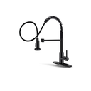 OWOFAN Lead-Free Commercial Solid Brass Single Handle Single Lever Pull Out Pull Down Sprayer Spring Kitchen Sink Faucet, Paint Black Kitchen Faucets 9009R-A