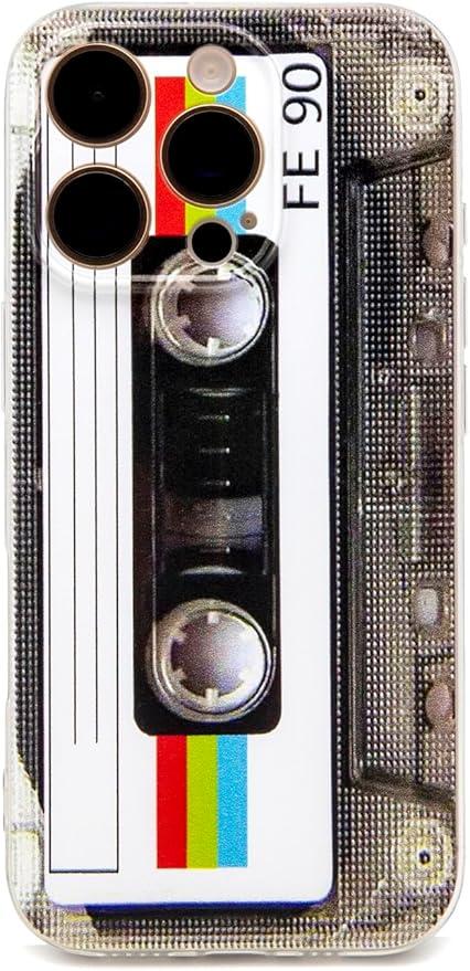 FAteamll Case for iPhone 16 Pro Matte Finish Heavy Duty Soft Back Cover with Reinforced Corners TPU Soft Bumper Retro Cassette Tape Case Compatible with iPhone 16 Pro