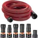 10FT Vacuum Hose Extension with 6 Adapter Attachments,Fits 1-1/4" Vacuum Cleaner Hose,Multi-Size Fittings 0.9" to 1-3/4",Universal Shop Vac Accessories (Please Confirm Hose Size Compatibility)