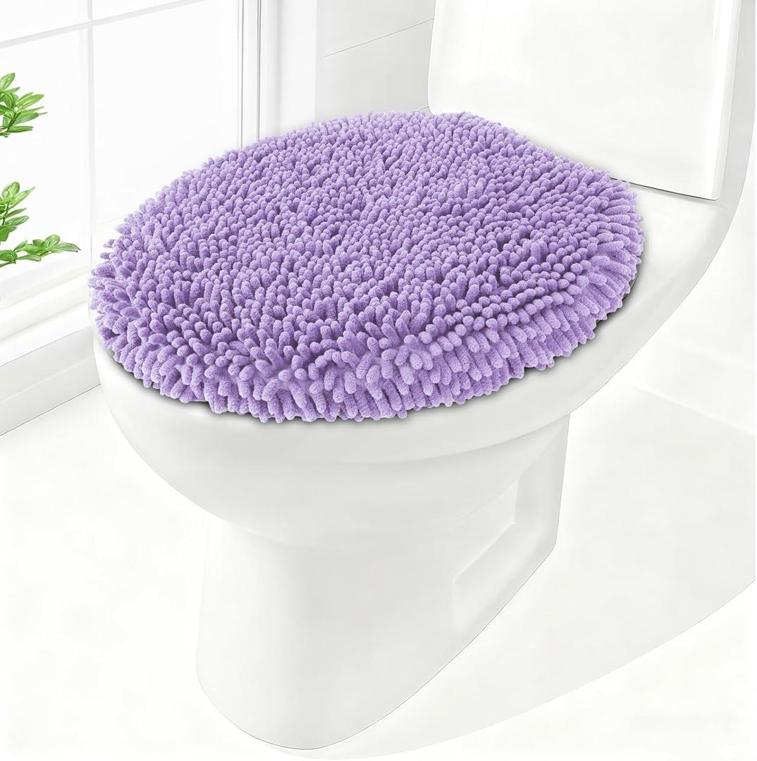 Soft Chenille Toilet Lid Cover 19.5L" x 18.5W" Machine Washable
Toilet Seat Cover Adjustable Rubber Backing Fits Most Round Elongated and Oblong Lids