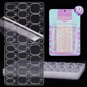 BTArtbox 10 Sheets 15 Sizes Ultra Thin & Waterproof Nail Stickers for Fake Nails, 300PCS Double Sided Jelly Nail Sticky Tabs for Manicure