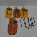 hogardeck Outdoor Fall Thanksgiving Decorations for Home, 4 PCS Metal Pumpkin Decorative Garden Stakes with Sunflowers for Fall Decorations, Yard Signs for Garden Home Lawn Patio