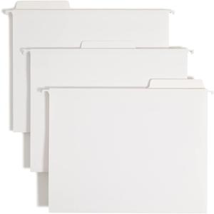 Smead FasTab Hanging File Folder, 1/3-Cut Built-in Tab, Letter Size, White, 20 per Box (64002)