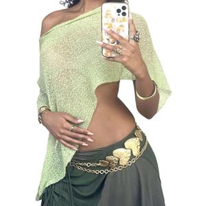 Women Sheer Poncho Top Lightweight Knit Crochet Shrug Bolero Mesh Batwing Sleeve Sweater Cover Up Beachwear (One Size)