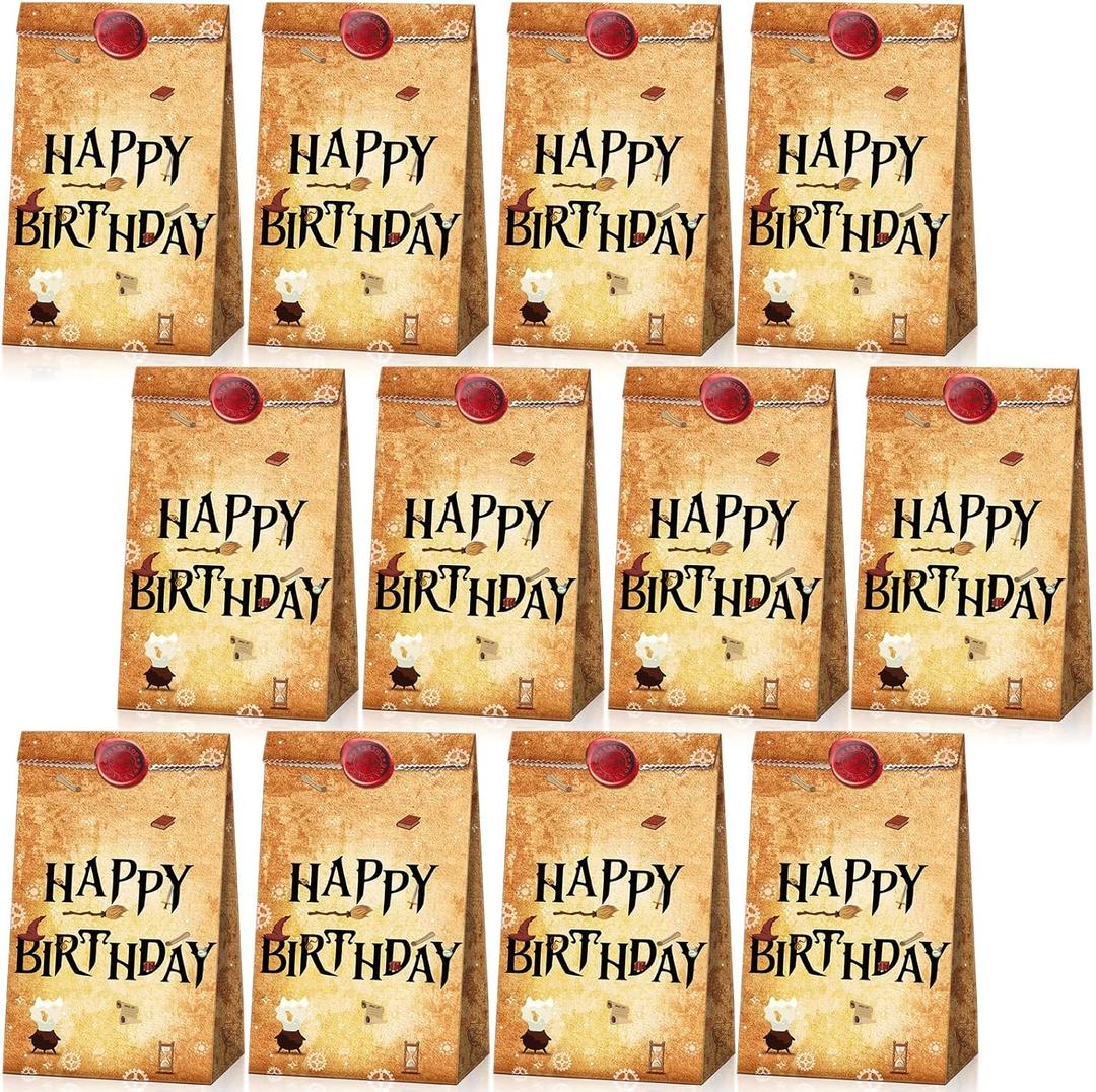 Containlol 28 Pcs Wizard Party Favor Bags Magical Treat Bags Paper Goodie Candy Bags Magical Wizard Birthday Party Favors for Kids Boy Girl Birthday Decor Gift Supplies