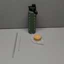 MUKOKO 32oz Glass Water Bottles with 2 Lids-Handle Spout Lid&Bamboo Straw Lid, Motivational Water Tumbler with Time Marker Reminder and Silicone Sleeve, Leakproof-Olive-1 Pack