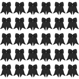 Syhood 30 Pcs Burlap Bows Christmas Knot Handmade Ribbon Natural Rustic Burlap Bows Wreath Decorative Bowknot Ornaments for Christmas Tree Home Decoration Festival Party Supplies(Black)