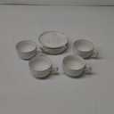 MALACASA 6 OZ Cappuccino Cups with Saucers Set of 4 - Ceramic Stackable Tea Cups and Saucers, Embossment Coffee Mugs for Tea, Latte and Mocha, Dishwasher Safe, Arctic white