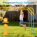 Monkey Bars for Kids, Outdoor Monkey Bar Set with Climbing Frame, Heavy-Duty Metal Playground Climbing Playset for Backyard, Kids Jungle Gym for Aged 3+