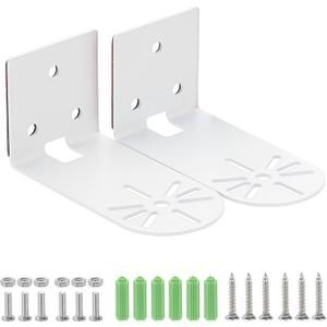 Sumnacon 2PCS Wall Mount Camera Shelf- Metal Small Wall Shelf with Adhesive,Universal Small Floating Shelf for Security Cameras, Speakers,White