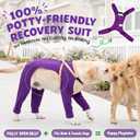 4-Leg Dog Surgery Recovery Suit & Outdoor Dust Pants, Cooling Touch Surgical Suit for Dogs, Dog Rear Leg Recovery Sleeve to Stop Licking, Medium Breeds Dog Post Onesie for Front & Back Leg, Purple, L