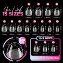 UNA GELLA Short Oval Nail Tips, 510Pcs 15 Sizes Pre-Buffed Full Cover False Nails, No File Needed Inner Matte Soft Gel Nail Tips, Clear PMMA Soak Off Acrylic Nail Extensions for DIY Home Salon