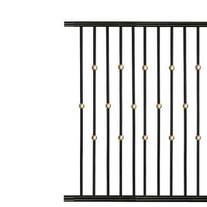 Round 5/8" *44" Hollow Metal Staircase Balusters Matt Black, 10 Pcs/Pack (5Pcs Plain with Single Brass Ball + 5Pcs Plain Double Brass Ball), Wrought Iron Balusters for Interior Stair Railing.